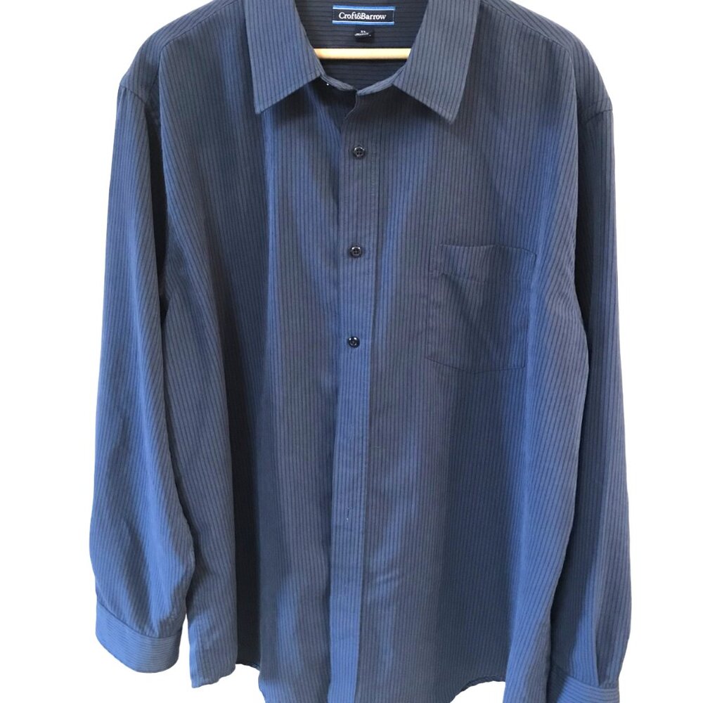 Croft & Barrow Soft Button-Down Shirt Long Sleeves Navy Black Pinstripe XL